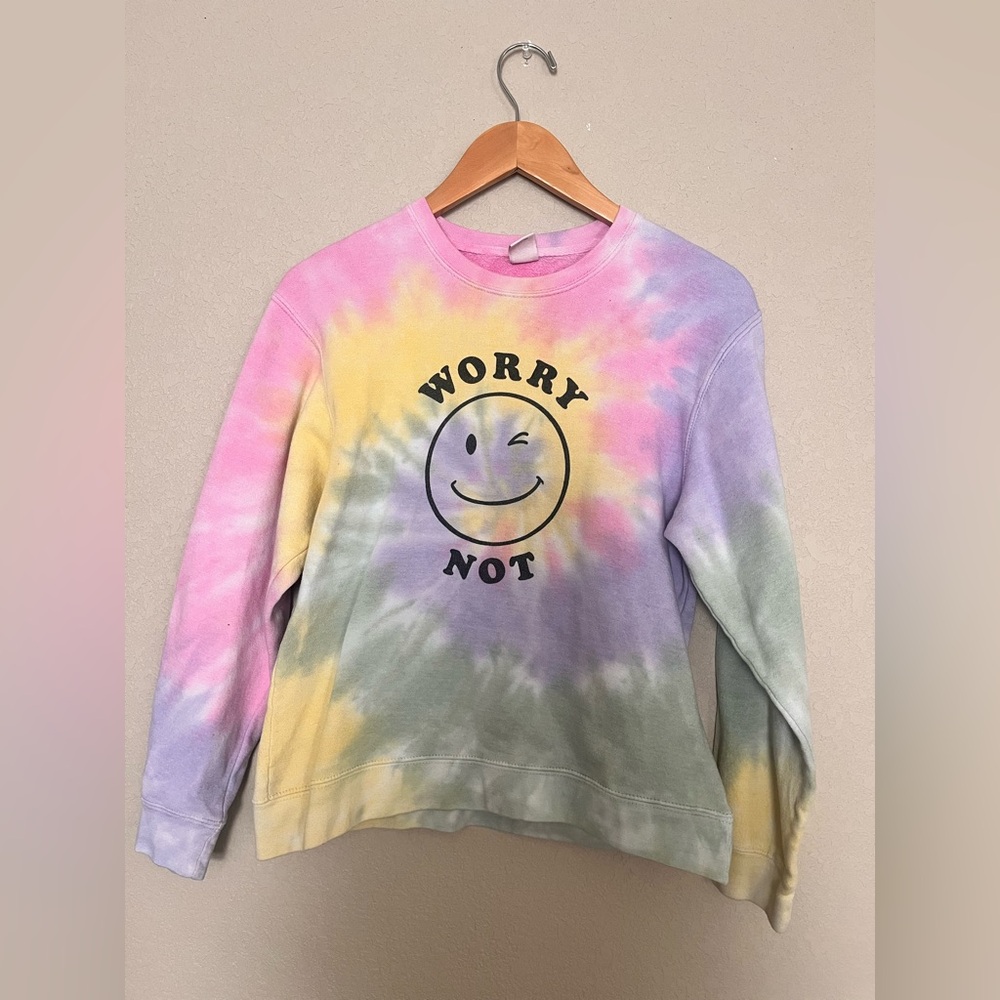 Dreamsicle Tie-Dye 'Worry Not' Sweatshirt Youth XL
